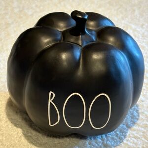 Rae Dunn BOO Pumpkin in Black 4.5” NWT
